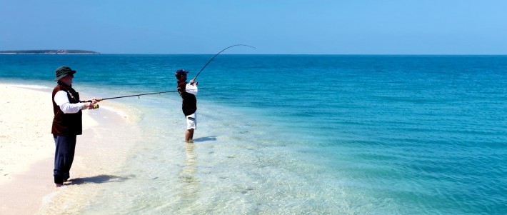 Fishing off the beach