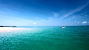 Fishing in the crystal clear water